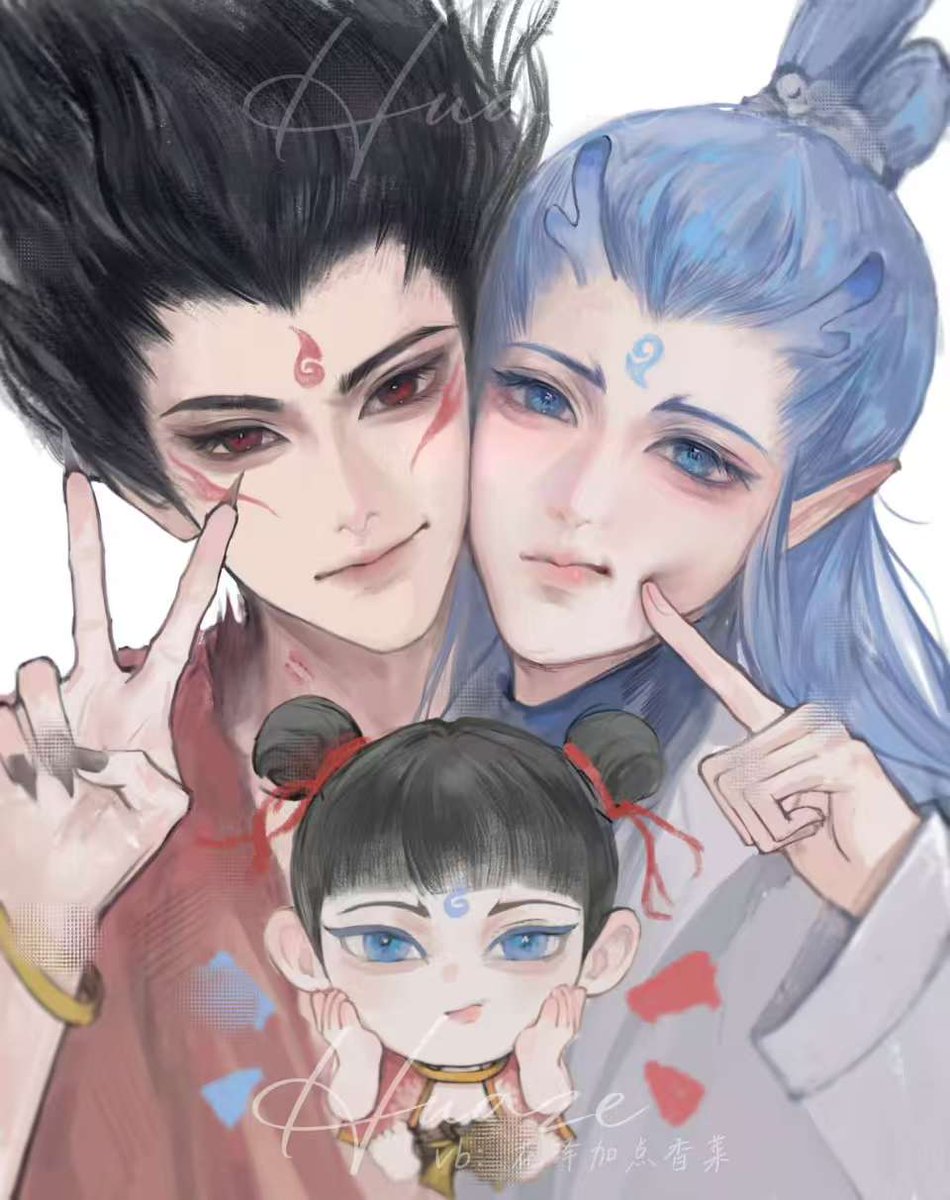 felicityshifu's tweet photo. Family photo,cheese~藕饼好甜。 #Oubing  #藕饼 #哪吒 #敖丙 #NeZha #AoBing cr:wb 花泽加点香菜 https://t.co/QNpfBZLe2h