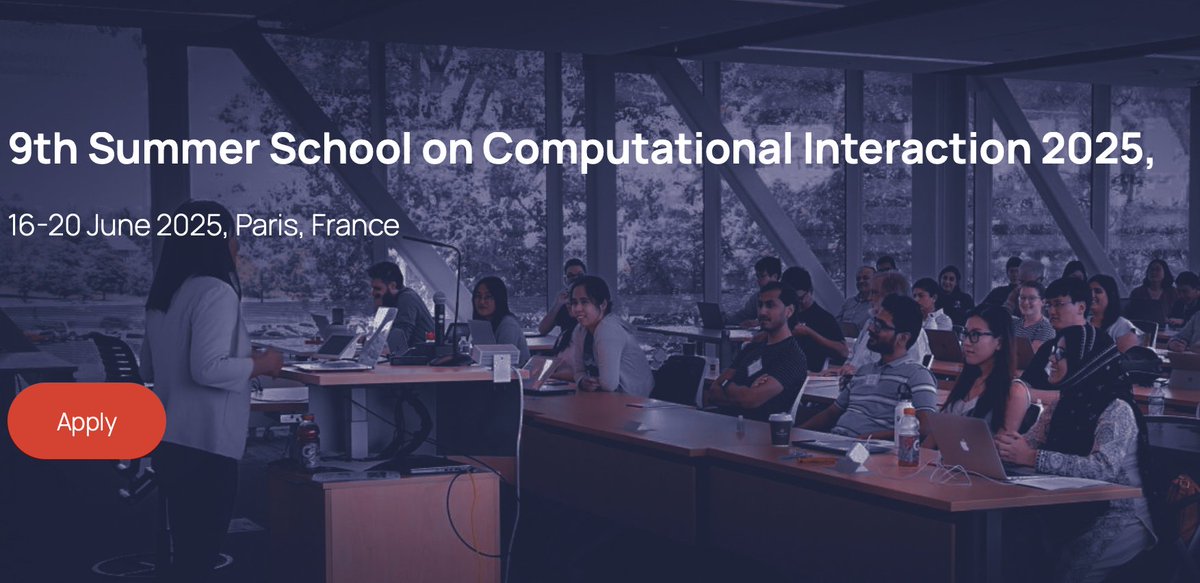 📣9th Summer School on Computational Interaction in June in Paris🇫🇷. 

Speakers include Lydia Chilton, John Williamson, Laure Soulier, Jean Claude Dreher and myself. Application deadline March 14th.

cixschool2025.isir.upmc.fr