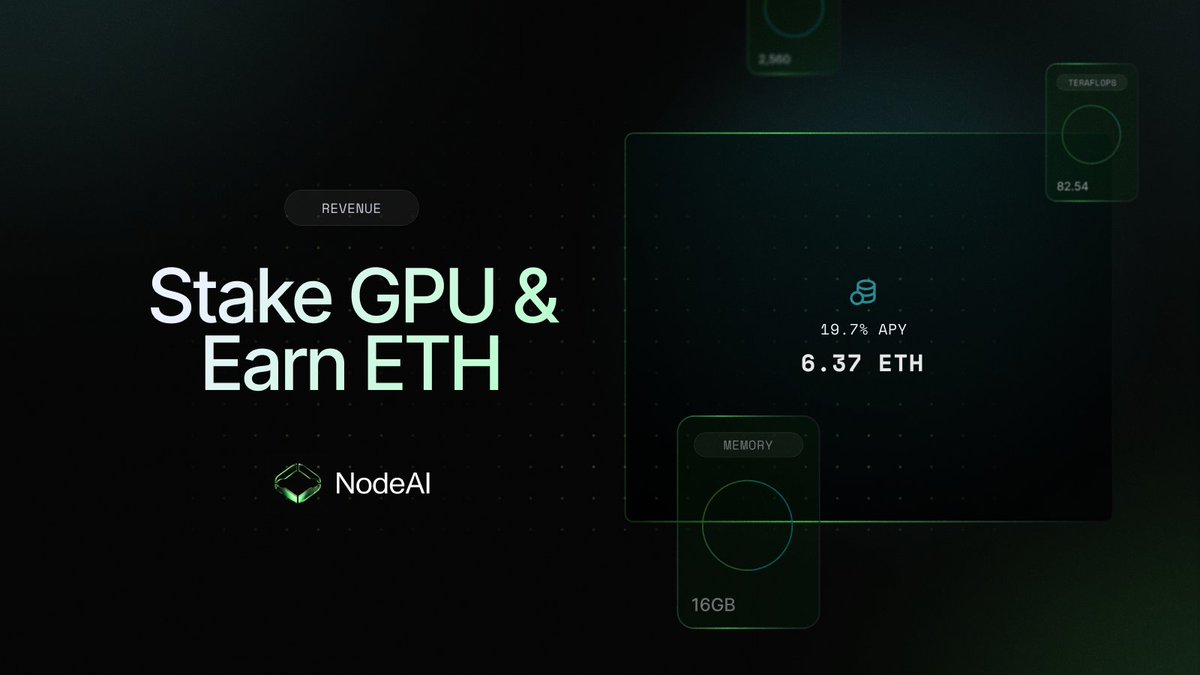 NodeAIETH's tweet photo. NodeAI Staking Update! 

We’re continuing to onboard more compute partners and scale revenue. 📈

-Staking APY: 19.7%
-7-figure staking pool
- $GPU is generating 6 figures per month to maintain this APY

Be part of the ecosystem. Stake $GPU and earn a share of NodeAI’s growing revenue!

Get started today: https://t.co/djF0xWi9rW

#NodeAI #GPU #AI