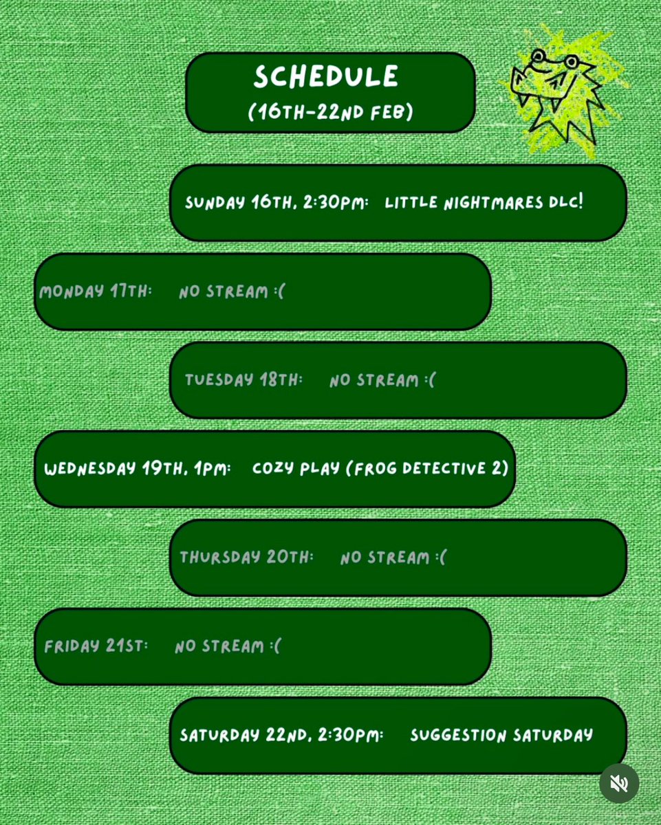 schedule for this week 🐊