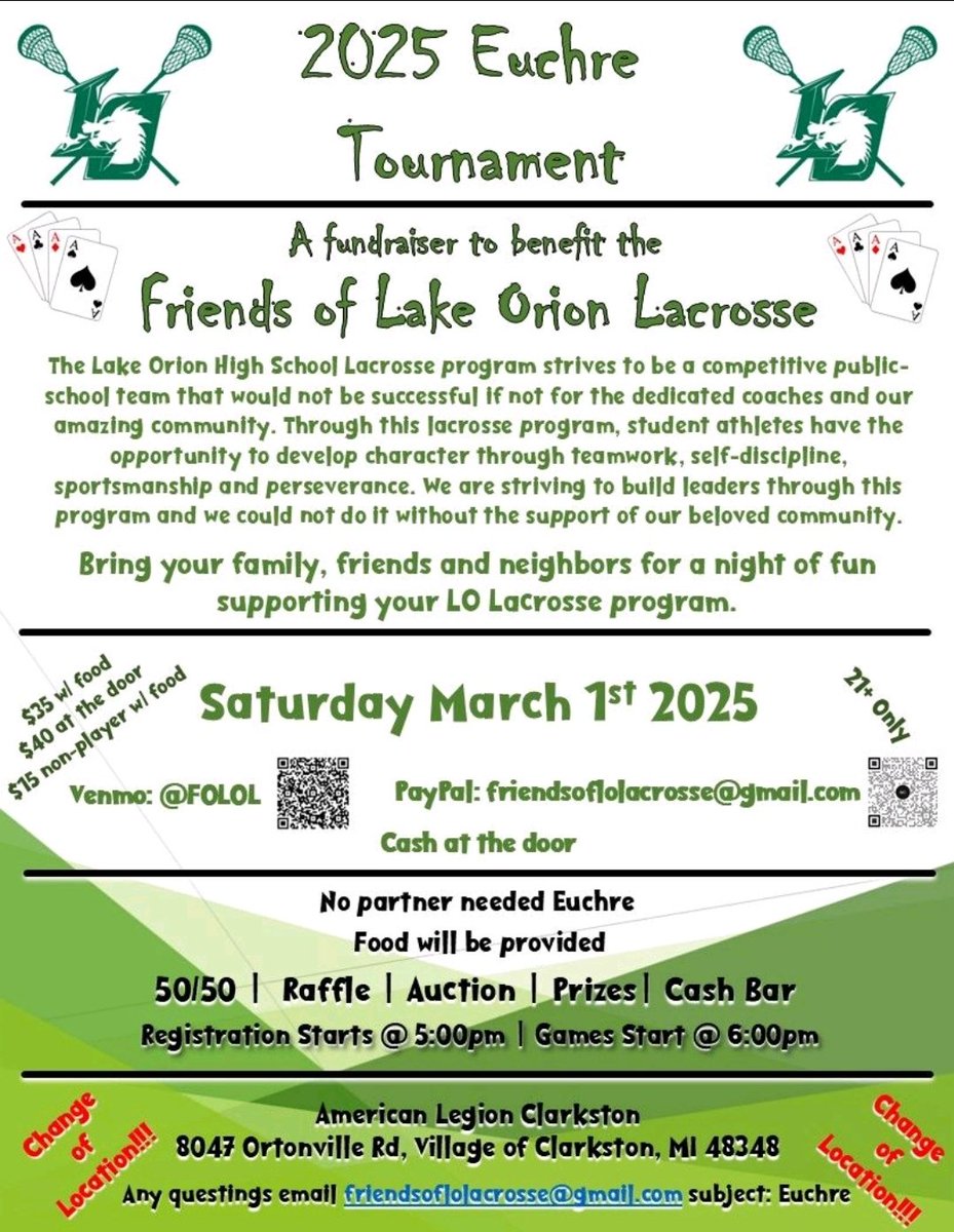 2 weeks away! Join us for our annual charity fundraiser &amp; a great night of fun! Raffles, 50/50, auctions &amp; prizes. Food provided &amp; cash bar available. Oh, and there's euchre too! Sign up in advance and share w your friends