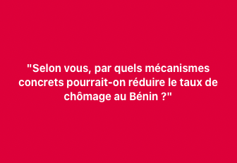 Chers amis,

Nous vous invitons à contribuer au débat du jour de ce lundi avec vos idées sur la question que voici :

"Selon vous, par quels mécanismes concrets pourrait-on réduire le taux de chômage au Bénin ?"

Laissez nous vos avis en commentaires dès maintenant.

#wasexo