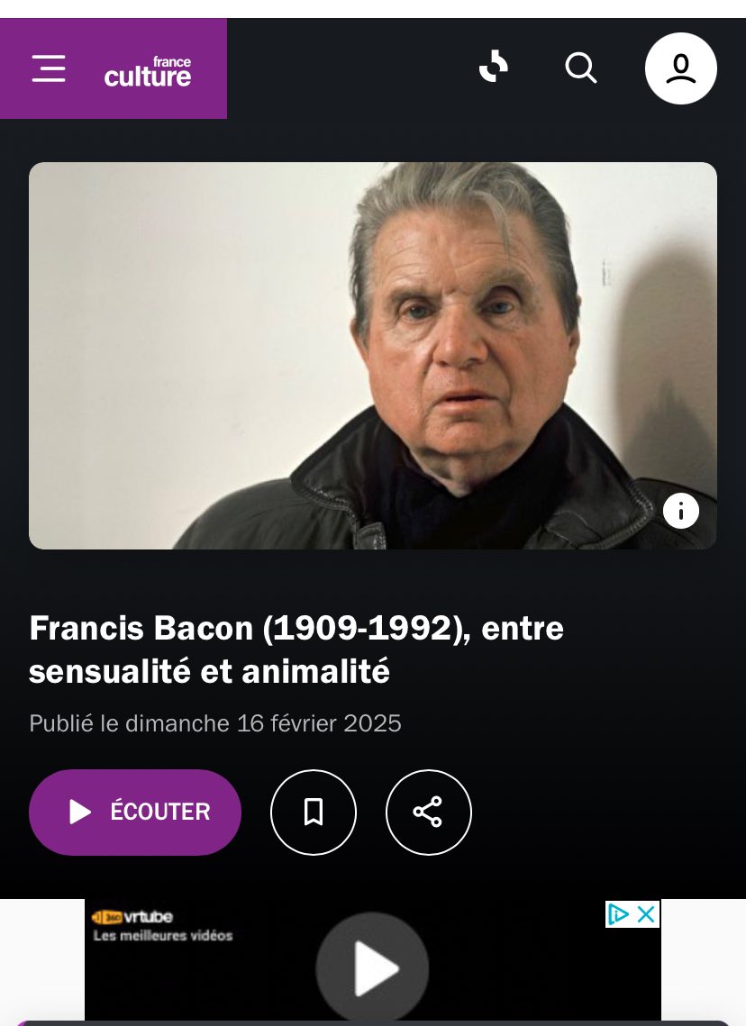 A retrouver sur @Franceculture  l’émission #touteunevie consacrée à #francisbacon 👇
radiofrance.fr/franceculture/…