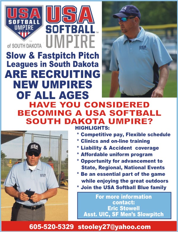 USASoftballSD's tweet photo. Looking to make a little extra cash, be outdoors, and enjoy Slow Pitch Softball? Contact Eric in the Sioux Falls area https://t.co/0rRGdh9Mm2