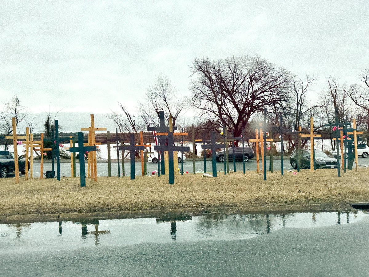 This takes my breath away every time I pass it. Crosses line the lookout point at DCA memorializing those lost in the crash.