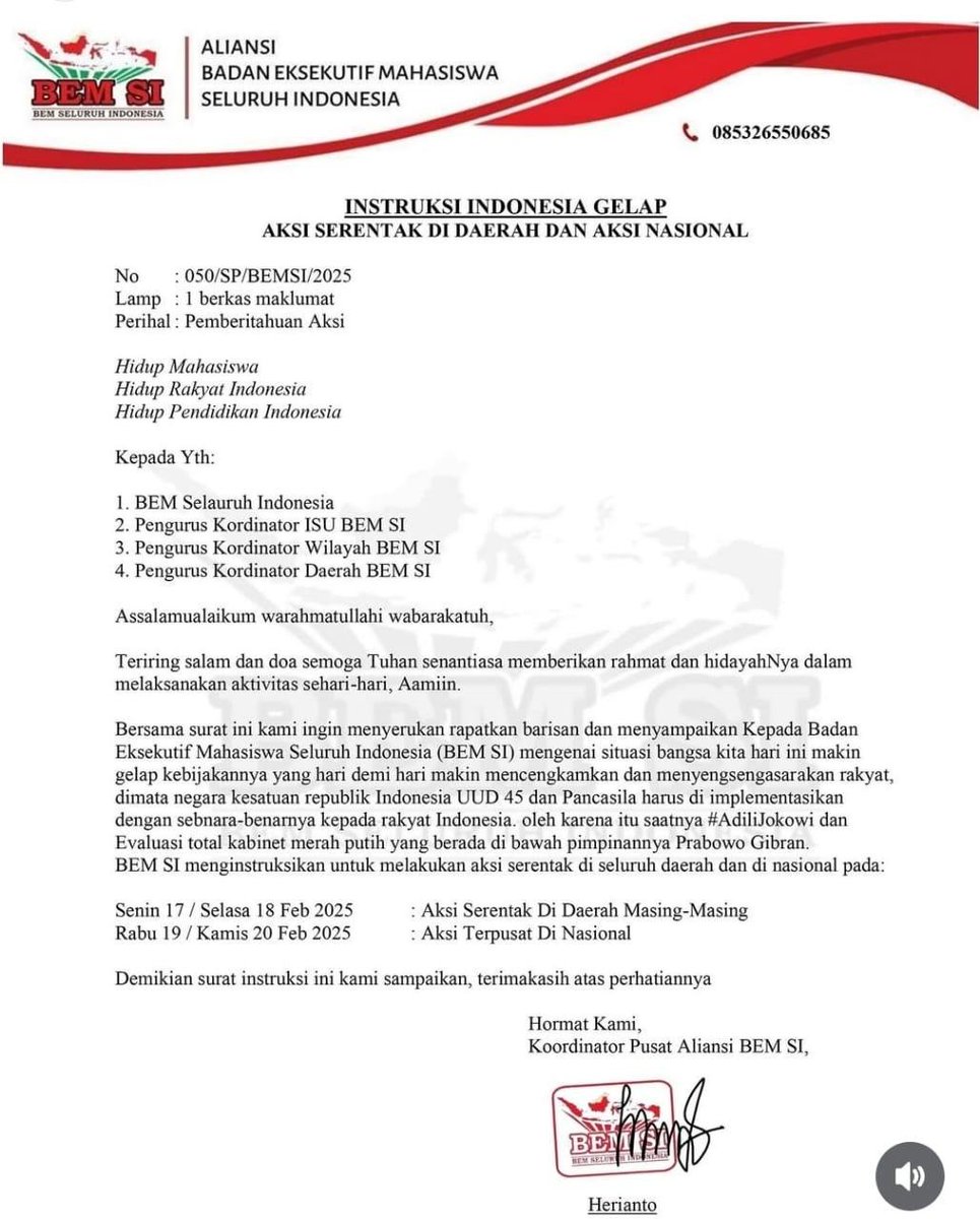 Aksi Aliansi BEM SI 
AKSI SERENTAK NASIONAL MAHASISWA

Gasss!!!