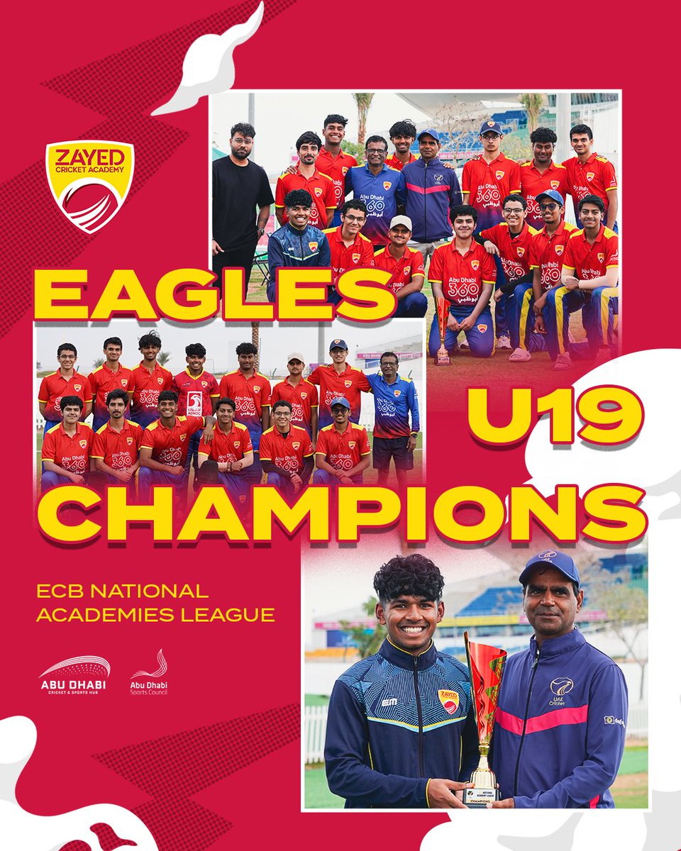 CricketZayed's tweet photo. TWO TIMES IN A ROW! ๐
Our U19 Eagles are the 2025 ECB National Academy League Champions! ๐๐ฅณ
#Wearezayed #AbuDhabiSportsHub #EveryDayIsGameday #InAbuDhabi https://t.co/IuN1Pjdnwl