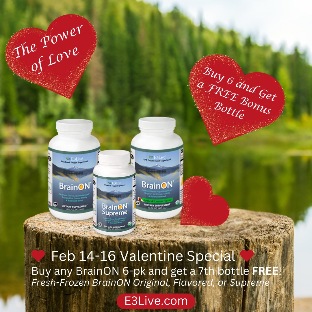 FINAL DAY!

❤️Feb. 14-16 BrainON Special - Get a FREE Bottle!❤️

BrainON has PEA, aka "the molecule of love" which supports a balanced mood &amp; a healthy brain.

#e3live #brainon #PEA #moleculeoflove #valentinesday #organicnutrition #brainhealth #healthyliving