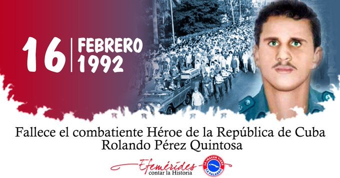 Hace 34 años falleció Rolando Pérez Quintosa, único sobreviviente de los sucesos de Tarará. Como dijo #Fidel en la despedida de duelo "la historia de Rolando es la historia de nuestra magnífica juventud, es la historia de nuestra Revolución".