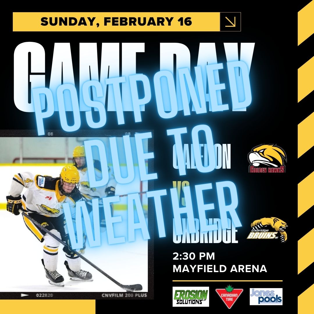 Our game this afternoon in Caledon has been postponed due to weather. A make-up date is to be determined.