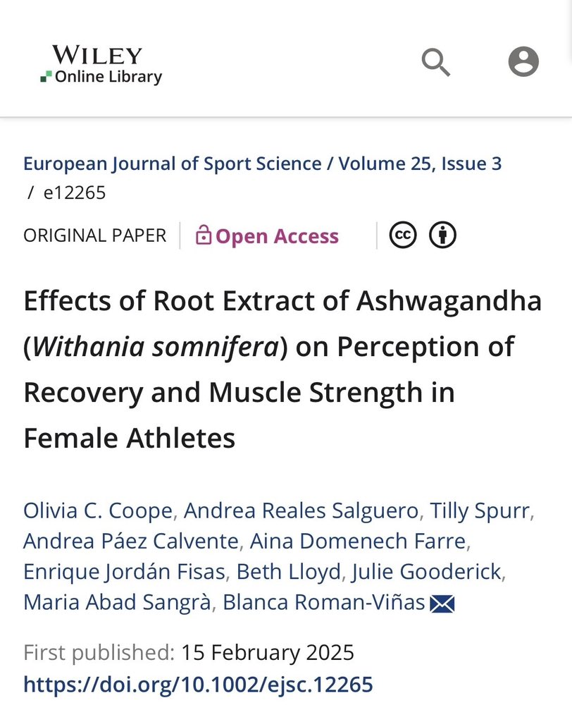 Ashwagandha use significantly improved sleep quality for professional female athletes. Improvements in other recovery markers were also evident. Pleased to get this one out given the ⬆️ use in pro sport 

onlinelibrary.wiley.com/doi/10.1002/ej…
