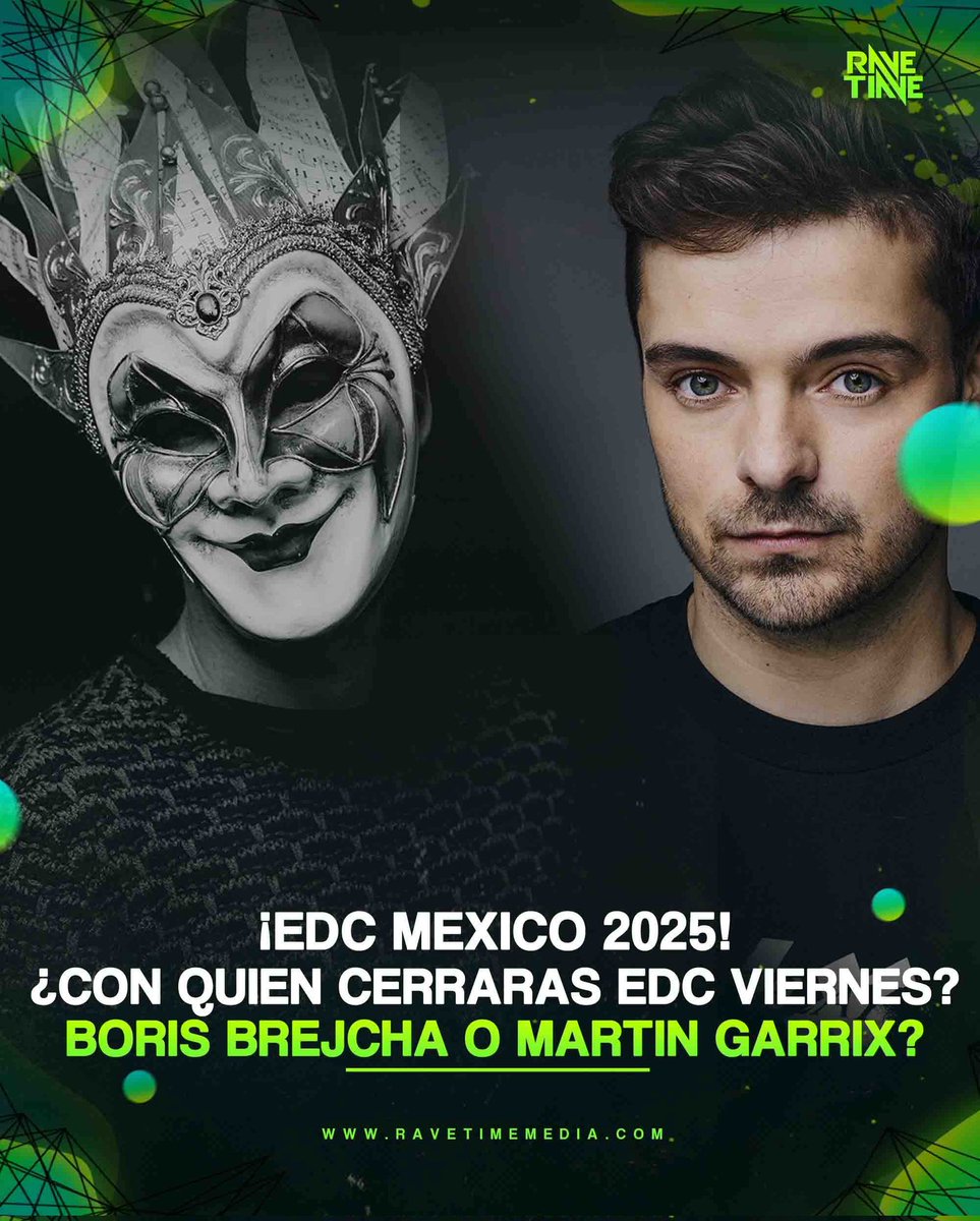 ravetimemedia's tweet photo. ¡Elección complicada! 🔥🎶

Este Electric Daisy Carnival - EDC Mexico nos pone en un dilema épico: Boris Brejcha  o Martin Garrix 

¿A cuál de estos titanes de la electrónica seguirás hasta el último beat? 👀🎧 https://t.co/KVK6Ye14mB