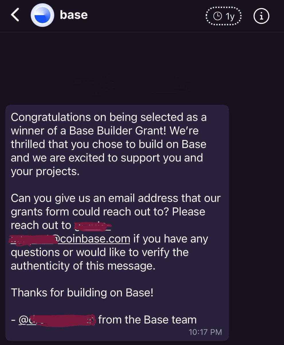 I’m so excited to announce that I’ve been selected for a Base Builder Grant.

Building continues on base with new apps.
Can’t wait to share more details.

A huge thank you to <a href="/base/">Base</a> and <a href="/jessepollak/">jesse.base.eth</a> for your unwavering support along the way.

—LFB
