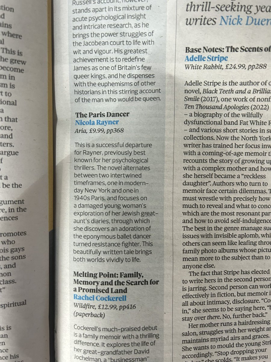 Yasmeen Doogue-Khan (@yazdooguekhan) on Twitter photo Thrilled to see this review of <a href="/Nico1aRayner/">Nicola Rayner</a>’s The Paris Dancer in <a href="/ObsNewReview/">The Observer New Review</a> today! 💃🏻
Thanks <a href="/alexlarman/">Alexander Larman</a>! Thrilled to see this review of <a href="/Nico1aRayner/">Nicola Rayner</a>’s The Paris Dancer in <a href="/ObsNewReview/">The Observer New Review</a> today! 💃🏻
Thanks <a href="/alexlarman/">Alexander Larman</a>!