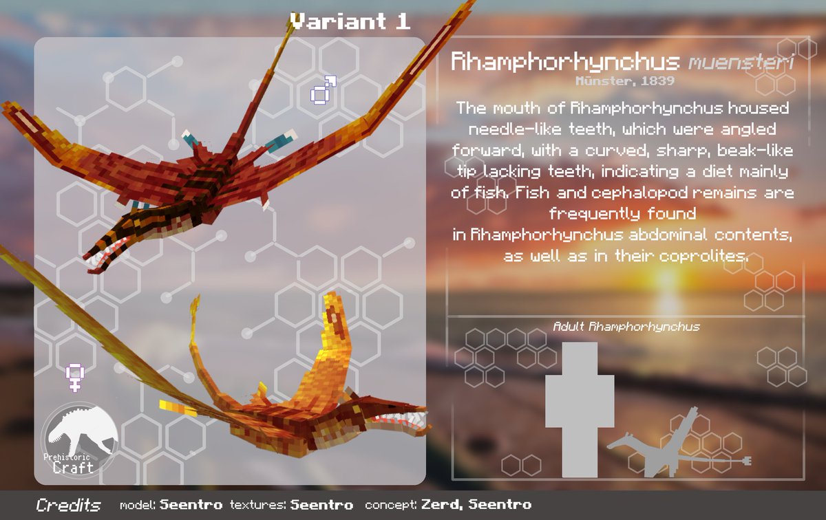 Introducing Rhamphorhynchus! 
This fella truly is a weirdo

#minecraft #palaeontology #blockbench #rhamphorhynchus