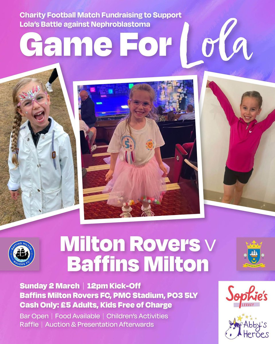 Joe Noakes (@noejoakes) on Twitter photo Game For Lola is coming together nicely. Information on the poster below. We are raising money for 2 charity’s that are helping Lola through her treatment. Let’s pack out Baffins Milton Ground and raise as much money as we can. Please RT & Share. <a href="/portsmouthsport/">Portsmouth Sport</a> <a href="/PompeyNewsNow/">PompeyNewsNow🎙PO4cast</a> Game For Lola is coming together nicely. Information on the poster below. We are raising money for 2 charity’s that are helping Lola through her treatment. Let’s pack out Baffins Milton Ground and raise as much money as we can. Please RT & Share. <a href="/portsmouthsport/">Portsmouth Sport</a> <a href="/PompeyNewsNow/">PompeyNewsNow🎙PO4cast</a>