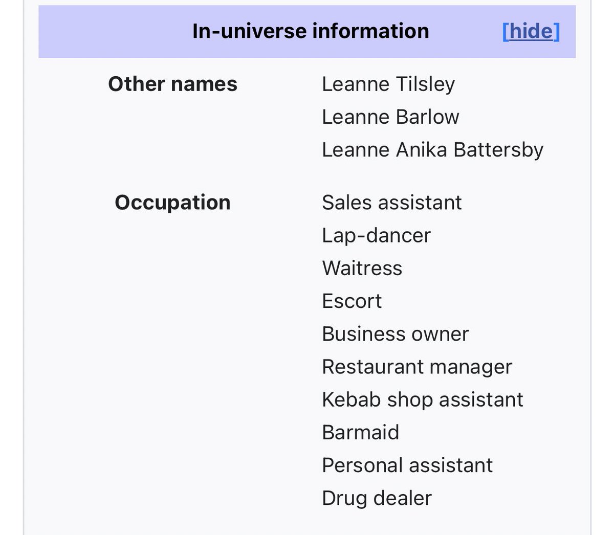 Obsessed with Leanne Battersby’s CV