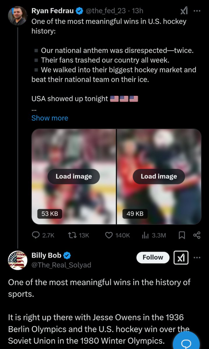 TrueEager's tweet photo. Up here, it was merely Hockey Night in Canada with some pre-match booing.
But in Blue Checkmark Republican La La Land, it was one of the biggest wins in history and a sign of American exceptionalism.
😂
#InsecureMuch?!? https://t.co/iX0pw5gf9R