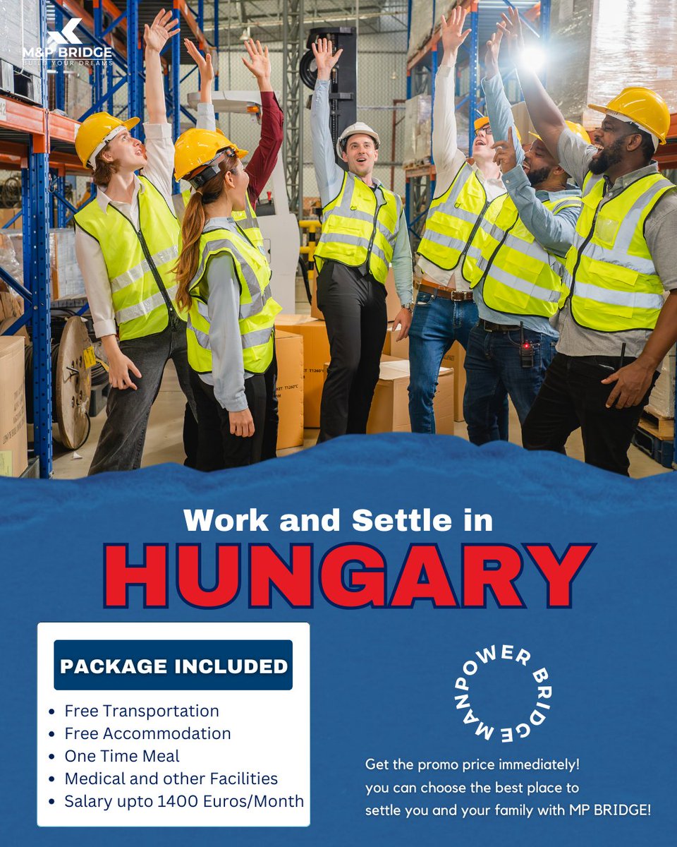 mnpbridge's tweet image. 🇭🇺 WORK &amp;amp; SETTLE IN HUNGARY! 🚀

📧 Apply Now: info@mnpbridge.com
🌐 Visit: mnpbridge.com

#MPBridgeLTD #WorkInHungary #HungaryWorkPermit #SettleInEurope #GlobalCareers #ApplyNow