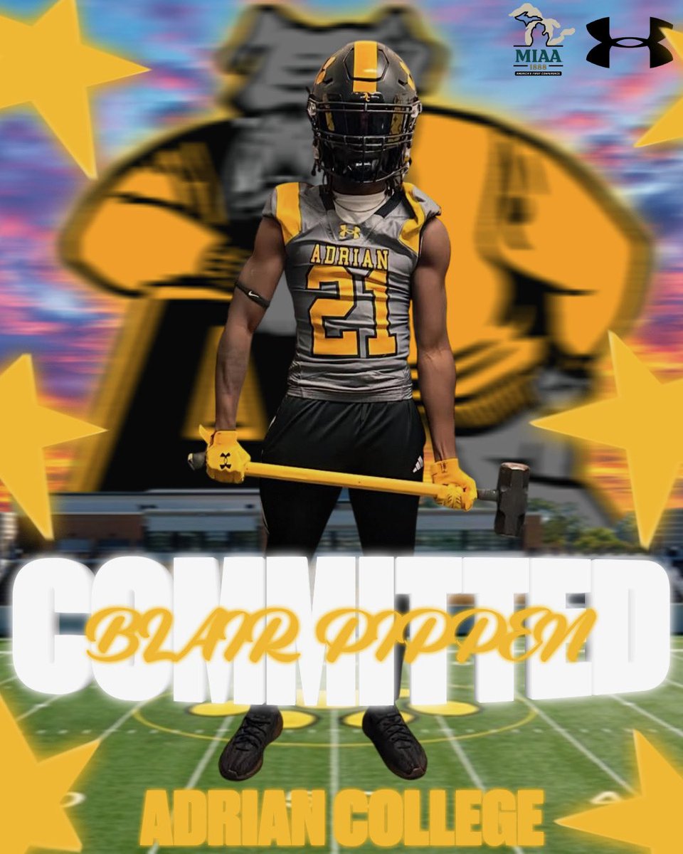 blessed to announce my commitment to <a href="/AdrianCollegeFB/">Adrian College Football</a> thank you for everything <a href="/Coachparker22/">Antonio Parker</a>,  let’s GOO!! <a href="/KujawaKenny/">Kenny Kujawa</a> <a href="/Coach_Palka/">Joe Palka</a> time to work🖤💛