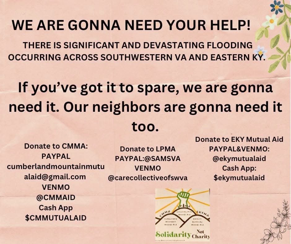 oldgodspod's tweet image. Y'all, it seems like only yesterday we were asking you to help central Appalachia in the wake of the waters laying waste to our home, but it's happening again, just a little closer to where Steve and Cam grew up. PLEASE help if you can!