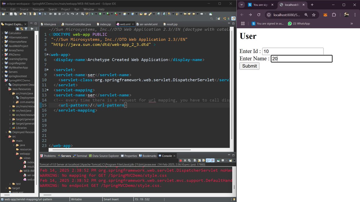 Chaitanya13107's tweet image. 🚀 Day 108 of #150dayslevelup by @siamjuit!
🔹 Created a web project using Spring MVC and configured DispatcherServlet to handle requests.
🔹 Solved Linked List basic problems .
#SpringMVC #SpringBoot #Java #WebDevelopment #DSA #LeetCode