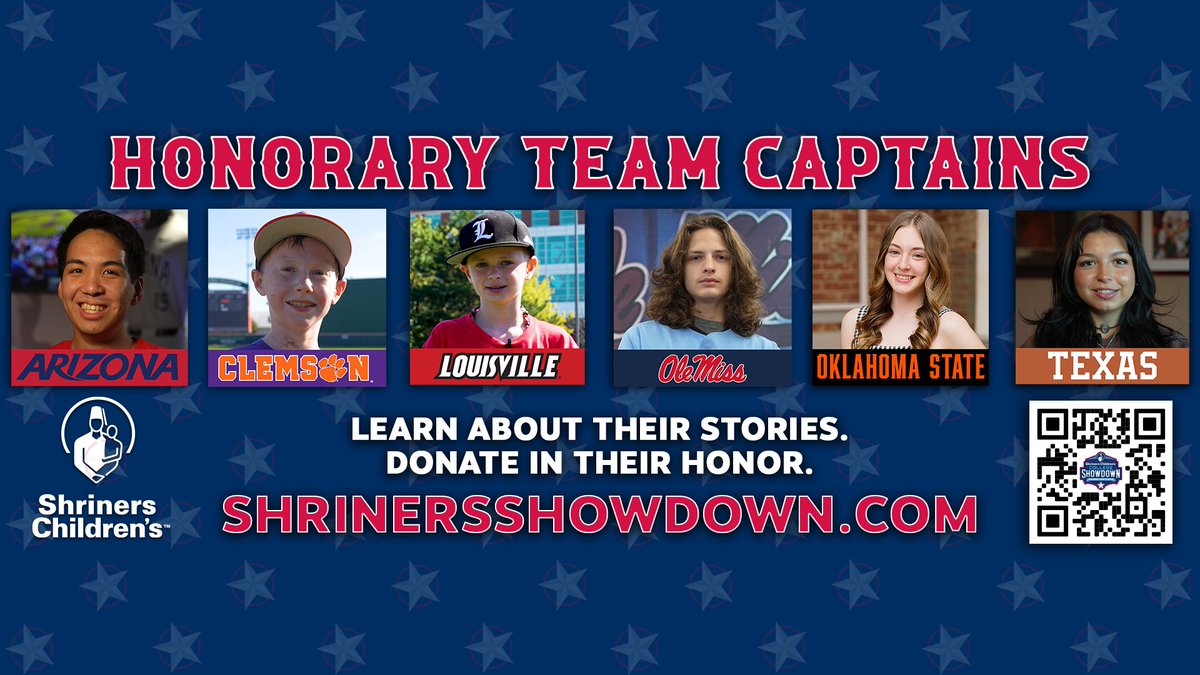 DONATE TO SUPPORT YOUR TEAM'S HONORARY TEAM CAPTAIN ‼️

Help our 6 Shriners Children’s Team Captains and their teams reach their fundraising goals!

🔗: l8r.it/LhrW