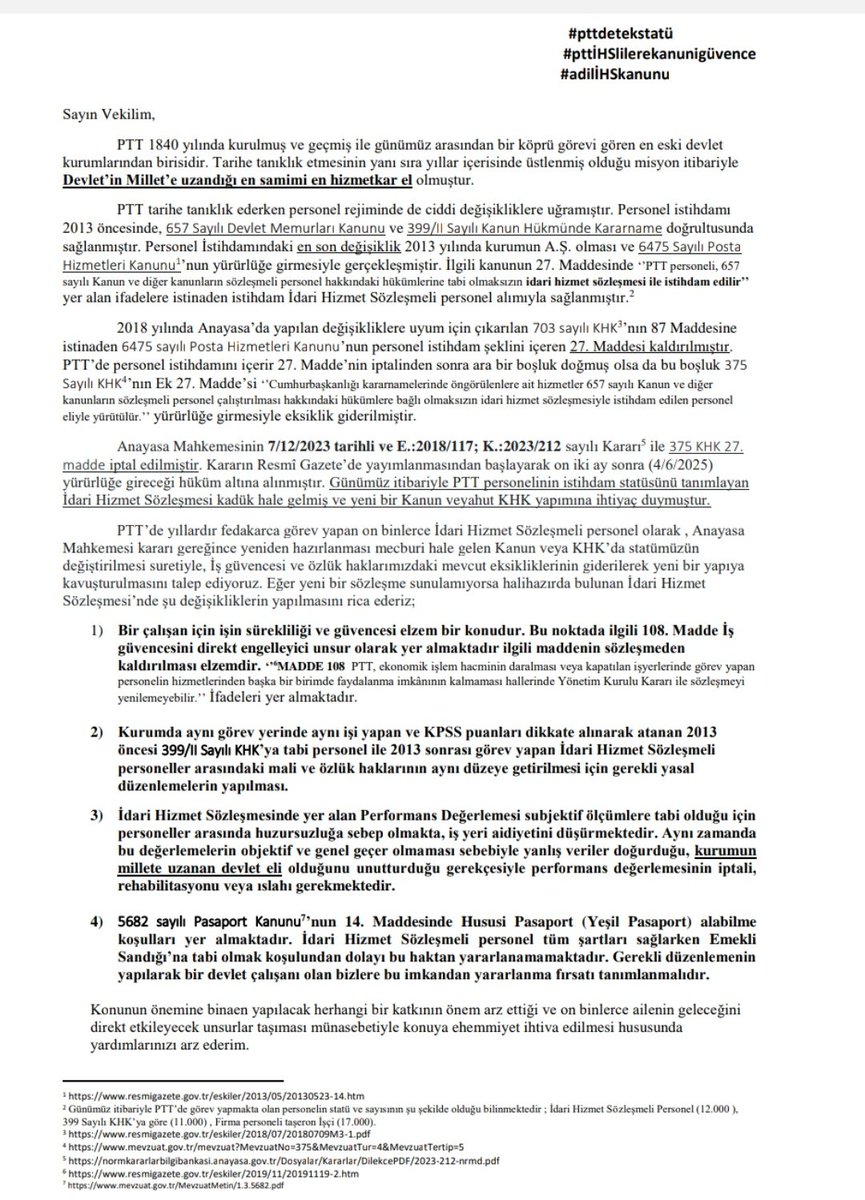 <a href="/avbulentkaya/">BÜLENT KAYA</a> <a href="/SaadetIstanbul/">Saadet İstanbul</a> <a href="/mahmutarikansp/">Mahmut Arıkan</a> #pttihslilerekadro 
#pttdetekstatü
#adilihskanunu
#pttihslilerekanunigüvence