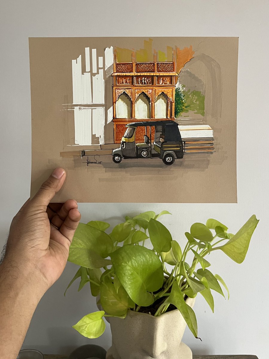 Idk 🤷. 2025 just feels more creative. Painted 2 paintings this weekend. Shall share the other soon. For now, here is a treat from the diaries of Pushkar, Rajasthan. Pens on tinted sheet 🫶🏼