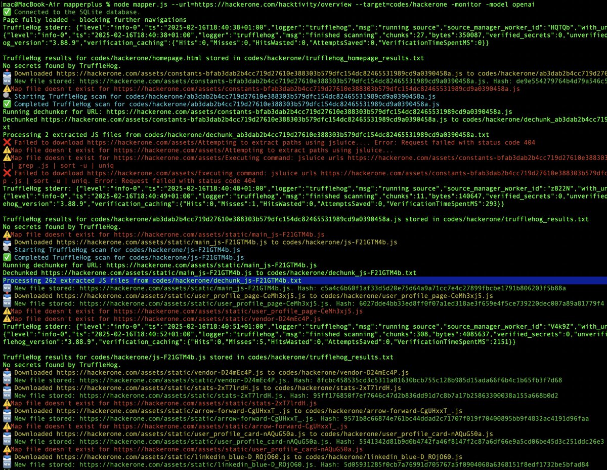 silentgh00st's tweet image. 🚨 MapperPlus 🚨 will be a JS beast for the #bugbounty #Security community
It includes :
1. In depth JS analysis engine
2. Pre-fetching
3. Headless browser integration to fetch dynamically loaded JS files
4. URL Blacklist
5. JS Monitoring (Change, Delete, New ...)
And More...