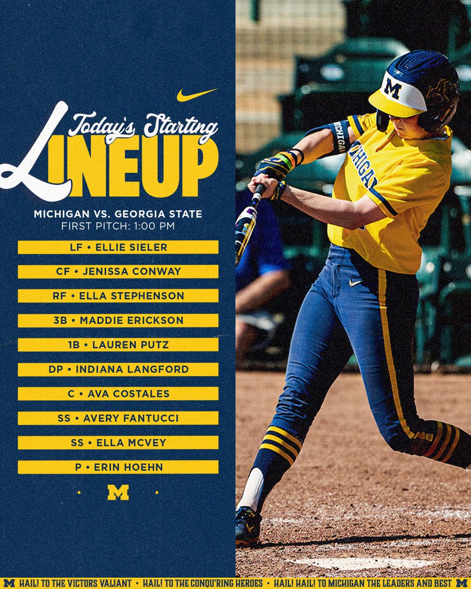 umichsoftball's tweet photo. #GAME9 Starting Lineup.

Live Stats >> https://t.co/OvIKiEbamp https://t.co/hhHDNhcwwR