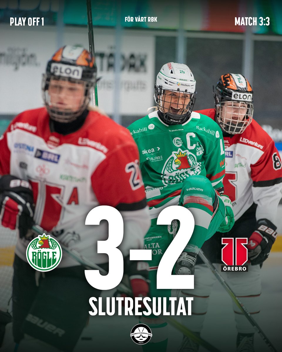 Vilken kväll, vilken vändning och vilken seger!

Med mindre än tio minuter kvar låg Rögle under med 1-2. Då vände laget på steken efter mål av Josefine Engmann och Olivia Ranum. 
 
Tack för det otroliga stödet på läktaren, nu går tåget vidare!

#roglebk #förvårtrbk