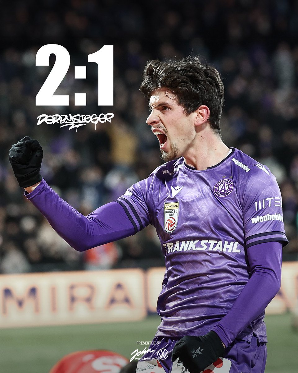 DERBYSIEGER! 🤩💜

Dominik Fitz schießt die Veilchen mit einem Doppelpack zum Derbysieg. So verdient! WIEN IST VIOLETT! 🟣
#faklive