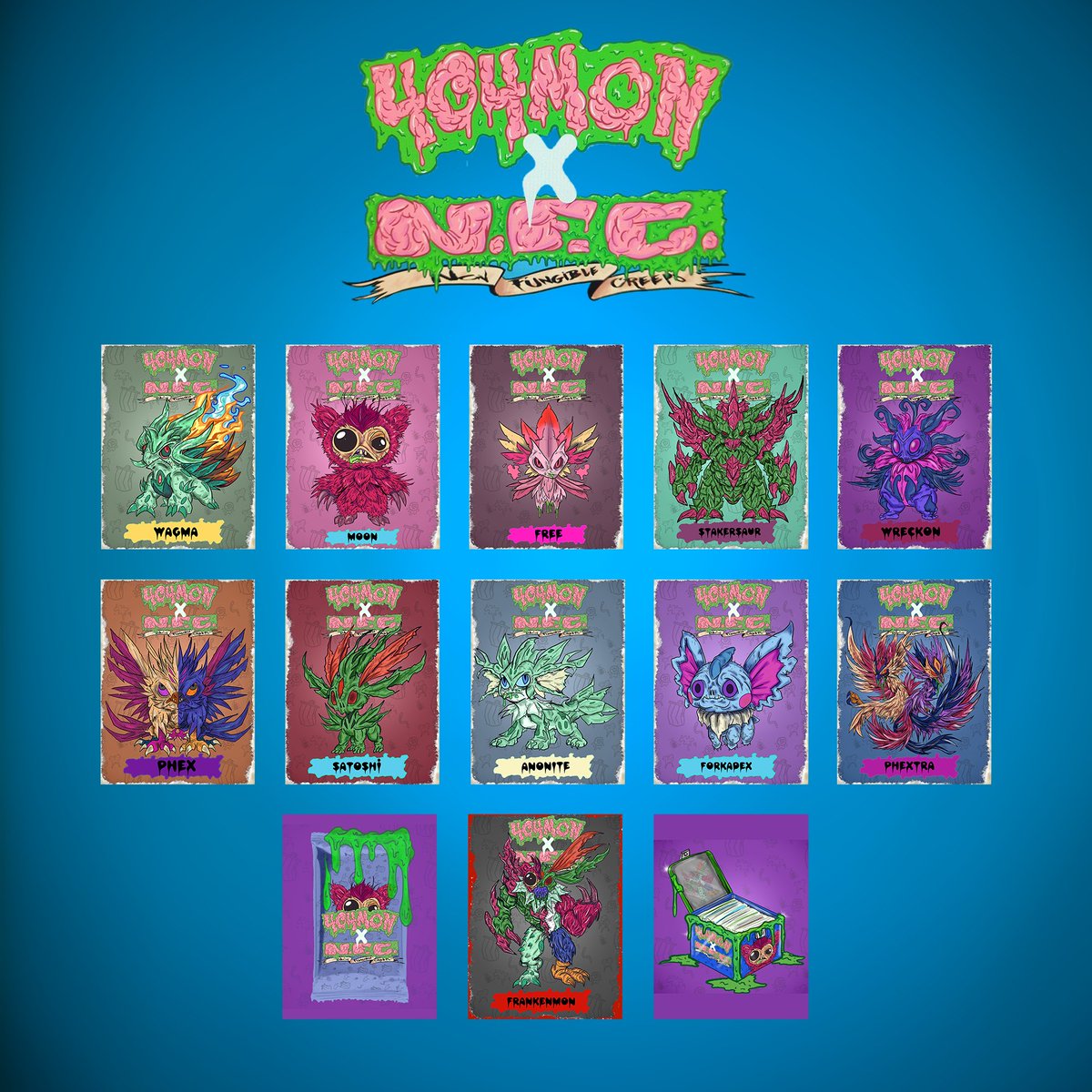 Creepy Steve's art is featured in the latest release of Garbage Pail Kids physical collectible cards. 

You are not bullish enough on <a href="/NFCreeps/">Creepy Steve - NFC</a> x <a href="/PULSE404MON/">👾404MON⚔️</a> NFT Cards.