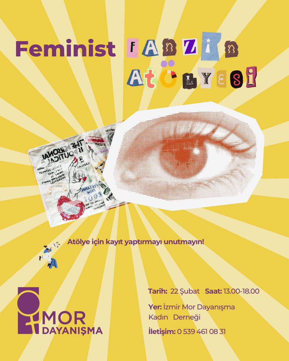 Feminist filtrelerden süzdüğümüz yaşamı sanatla birleştiriyoruz 🌱
Yazacaklarımız, anlatacaklarımız çok. Feminist Fanzin Atölyesi'nde hayallerimiz, yaratıcılığımız ve kolektif üretimlerimizle bir araya geliyoruz.
Atölye kontenjanı sınırlı olduğundan kayıt yaptırmayı unutmayın.💜