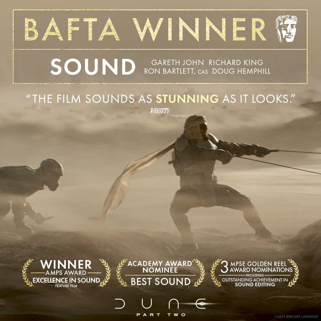 #DuneMovie is the winner of the <a href="/BAFTA/">BAFTA</a> Award for Sound.