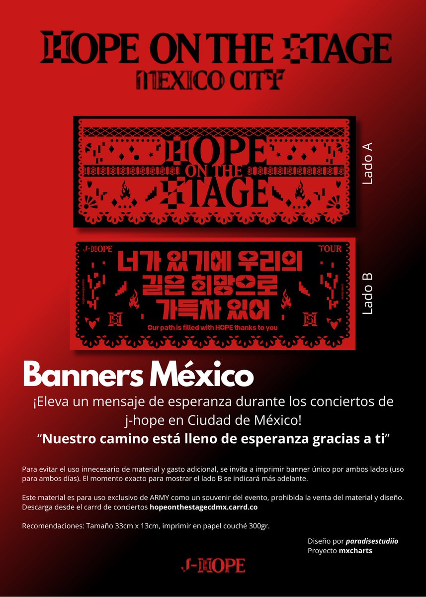 mxcharts's tweet photo. 𝗣𝗥𝗢𝗬𝗘𝗖𝗧𝗢 | 𝓑𝓪𝓷𝓷𝓮𝓻𝓼 𝓜𝓮𝔁𝓲𝓬𝓸 🇲🇽 

Prepárate para mostrar un mensaje de esperanza durante los conciertos de “HOPE ON THE STAGE: CDMX” 

El momento exacto de su uso de dará a conocer más adelante. 

Descarga: https://t.co/4f9vaXyawD

#BannersHOSCDMX 
#HOPE_ON_THE_STAGE_TOUR_CDMX #HOS_TOUR_CDMX
#제이홉 #jhope_TOUR