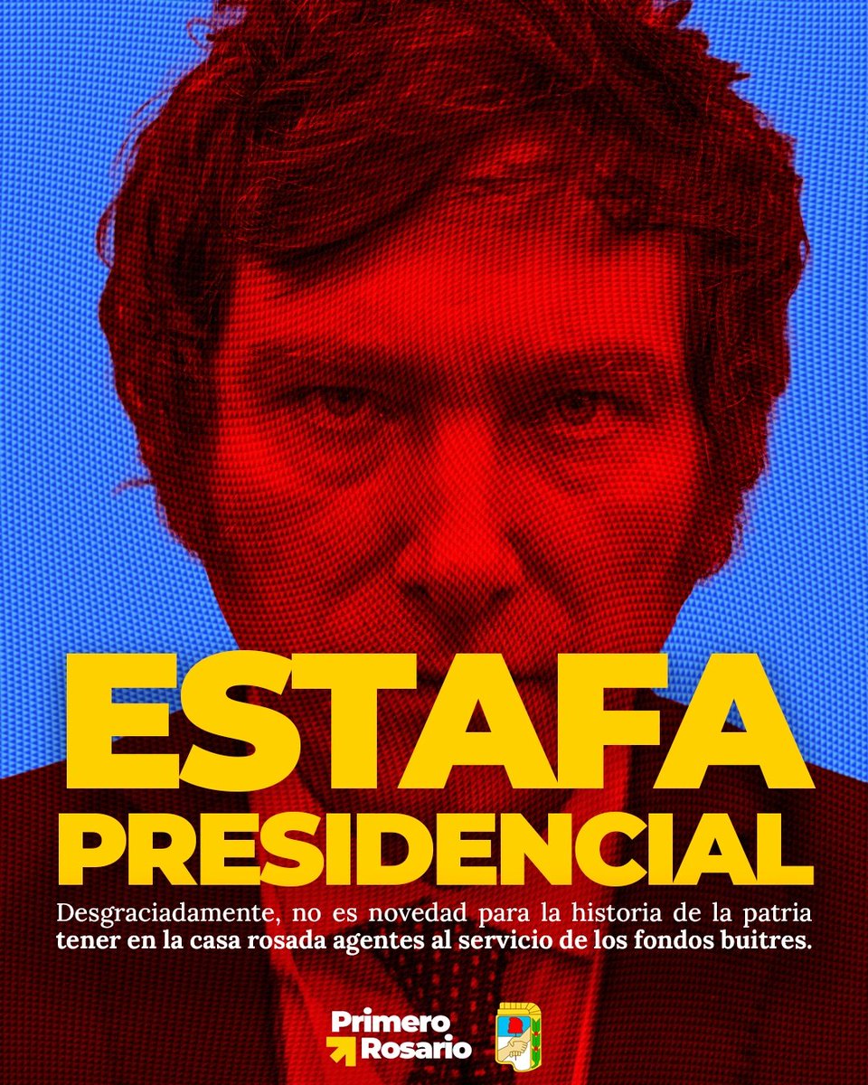 LaMasotta's tweet photo. ESTAFA PRESIDENCIAL ES MILEI PRESIDENTE. 

Desgraciadamente, no es novedad para la historia de la patria tener en la casa rosada agentes al servicio de los fondos buitres. https://t.co/nKn9gqKLYk