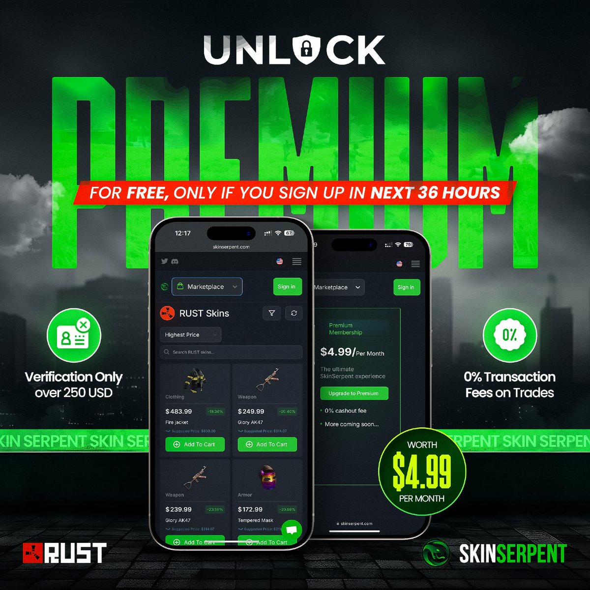 🚨 36 HOURS ONLY! Unlock Skin Serpent Premium for FREE!