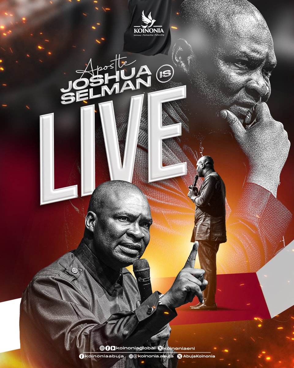 koinoniaeni's tweet photo. Apostle Joshua Selman is Live!

We must embrace the call to study God’s Word, not as a mere religious duty or burden, but as a gateway to revelation and transformation.

Tonight, come with an open heart, ready to receive, as we encounter the life-changing power of God’s Word!

You can stream the service via our social media platforms listed below:

YouTube: Koinonia Global
Online Radio: https://t.co/dkWPT9ANYf 
Facebook: Koinonia Global, Koinonia Abuja
Instagram: @koinonia.abuja | @koinoniaglobal 
X: Koinoniaeni | AbujaKoinonia
Threads: Koinonia.abuja

#ApostleJoshuaSelman 
#KoinoniaAbuja
#KoinoniaGlobal
