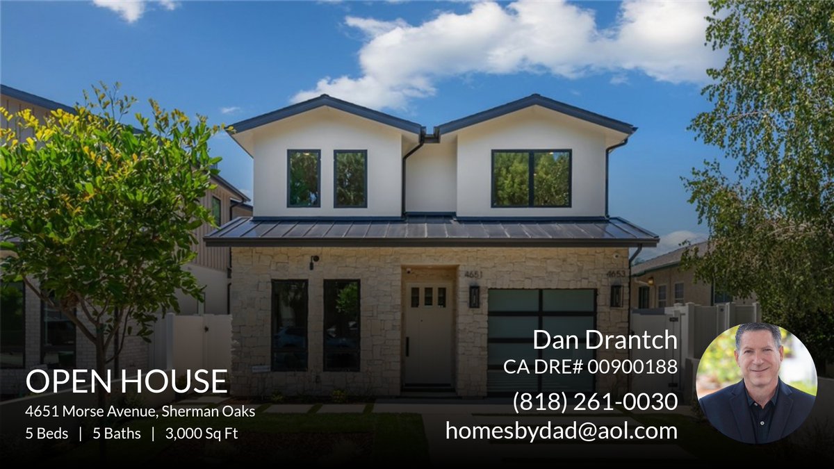 TheDrantchGroup's tweet photo. BRAND NEW SHERMAN OAKS HOME! POOL! SOLAR!
ADU! GREAT NEIGHBORHOOD &amp; SCHOOLS! OPEN TODAY!

homesbydad@aol.com
https://t.co/oMd8q8iThw
BRE# 00900188 https://t.co/yeImoMmg7M https://t.co/qW89cBPAdQ