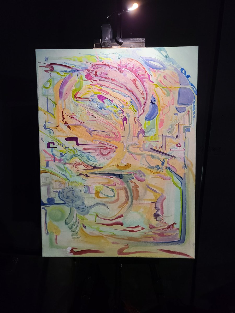 Heres a shot of what i painted last night. The event ilwas fun. I posted a  pic of what it looked like before i painted and added more texture and depth. So far this piece has about 10 hours of work and 6 hours of play 🕺