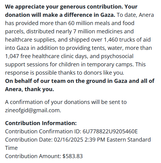 2024 Edition Complete!
The Leftover Sale has closed, orders have been delivered, and proceeds have been donated to ANERA for Palestinian aid! We raised $583.83 for medical care, food, and shelter. Thank you all for a wonderful second edition!
Sincerely, the Zine of GID 2024 Mods