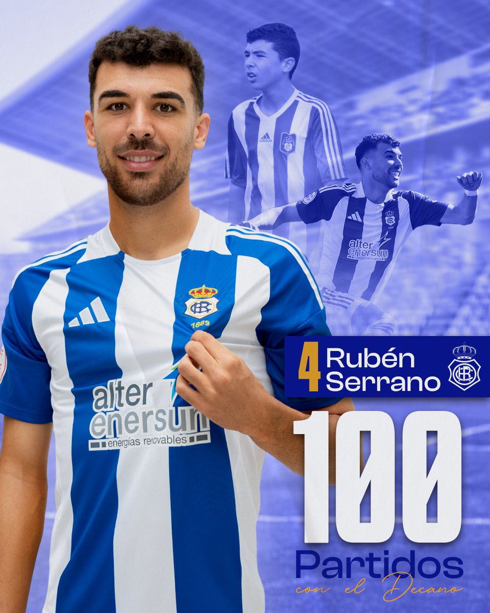 recreoficial's tweet photo. 💙 𝑼𝒏𝒂 𝒗𝒊𝒅𝒂 𝒍𝒍𝒆𝒏𝒂 𝒅𝒆 𝒓𝒆𝒄𝒓𝒆𝒂𝒕𝒊𝒗𝒊𝒔𝒎𝒐 🤍 

Hemos disfrutado con él desde sus primeros pasos, con 7 años llegó al club de su vida, y lo hemos visto crecer hasta que se ha convertido en todo un hombre, y por encima de todo, un recreativista de corazón 👏🏻

Rubén Serrano llegó en el día de ayer a ese club selecto de los jugadores con 100 partidos vistiendo la casaca del Decano 😍

¡Enhorabuena, @Ruben6serrano! 💙

#UnicoSiempre #DecanoDelFutbolEspañol