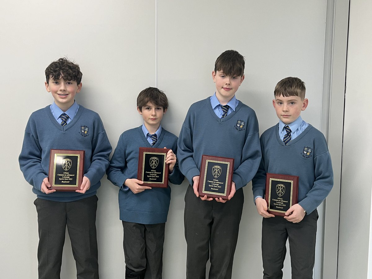 Huge Congrats to Rory Walsh, Leo Henley Bourke, Blake Fayne and Tadhg Cantillon who finished in 1st place at the Limerick County Cumann na mBunscol Sports Quiz  on Feb 11th. Best of luck in the All-Ireland Final  in Offaly in March. <a href="/MunGAABunscol/">Munster Cumann na mBunscol</a> <a href="/LimerickGAAzine/">Green & White Publications</a>