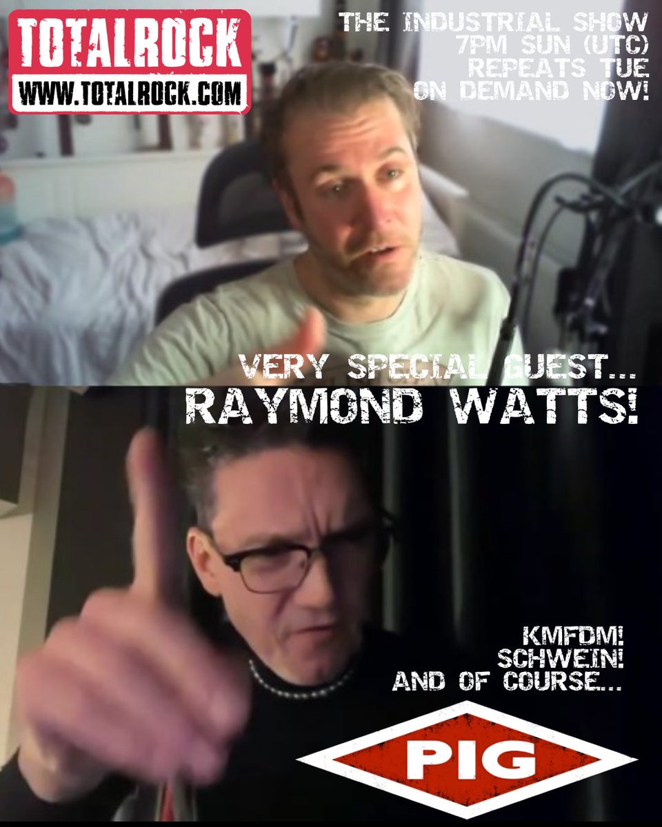 Tonight at 7pm (UTC) on <a href="/TotalRockOnline/">TotalRock</a> 
Duncan ( <a href="/noxpulso/">Nox Pulso</a> ) interviews Raymond Watts (PIG, KMFDM etc etc) for The Industrial Show.

Or on demand at the TotalRock mixcloud: mixcloud.com/TotalRockOffic…