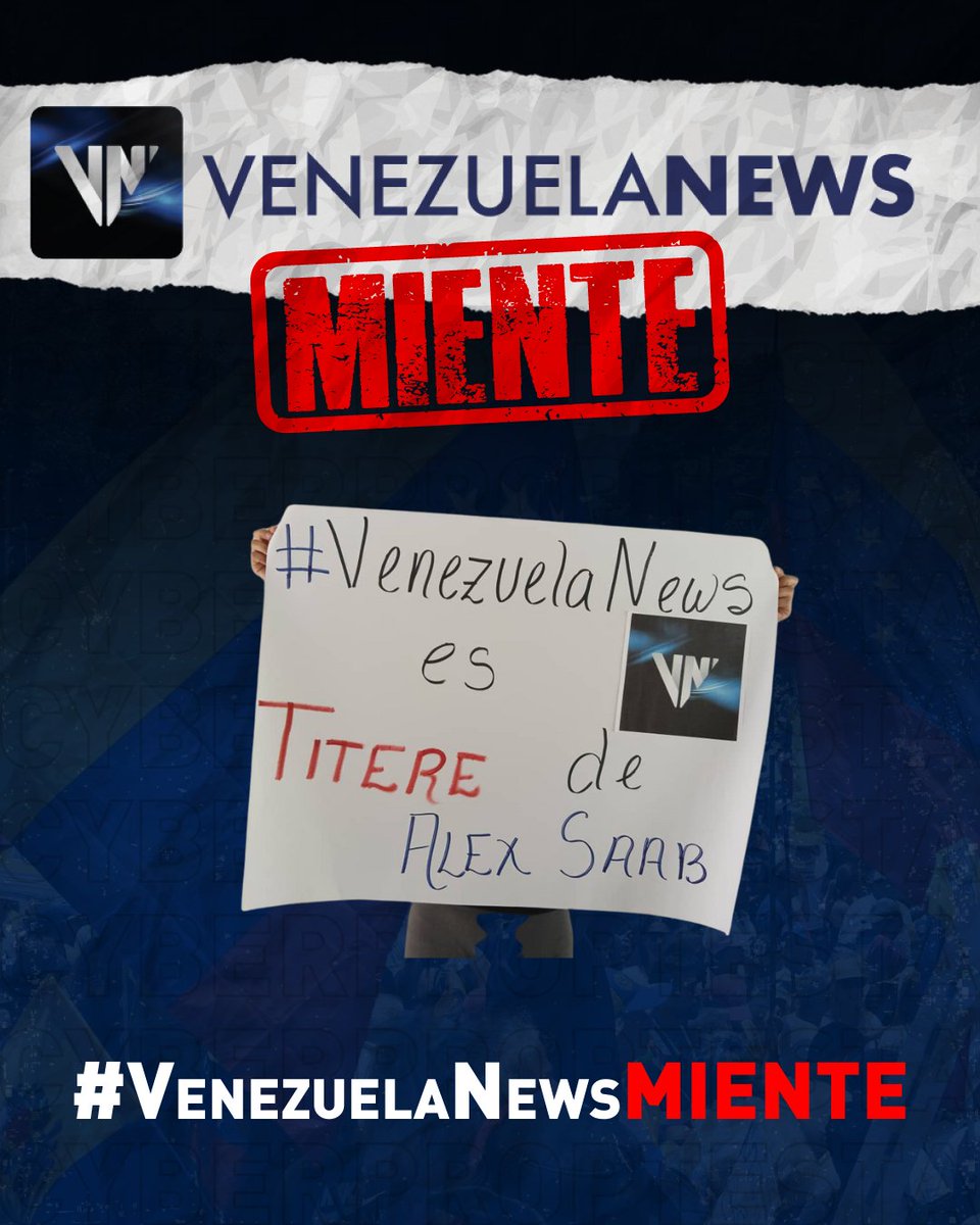 ¿No le crees ni media palabra a la dictadura? ❌

Entonces tampoco se la creas a VenezuelaNews, porque ellos SON LA DICTADURA, por mucho que intenten disfrazarse de "medio de comunicación". 

#VenezuelaNewsMiente.