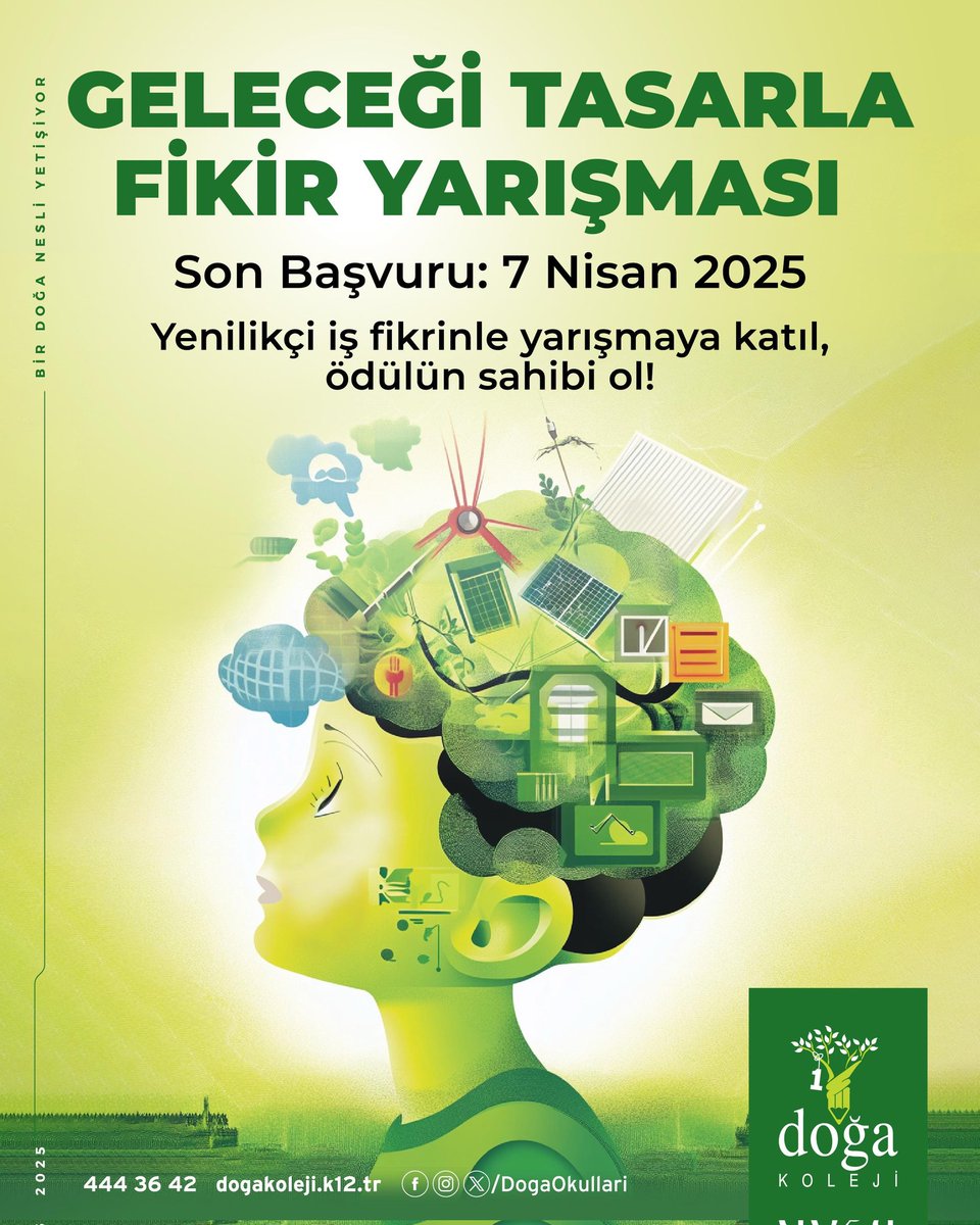 Geleceği Tasarla Fikir Yarışması başlıyor.
Yenilikçi iş fikrinle yarışmaya katıl, ödülün sahibi ol!

Son Başvuru: 7 Nisan 2025

Başvuru için: dogakoleji.k12.tr/basvurular/gel…