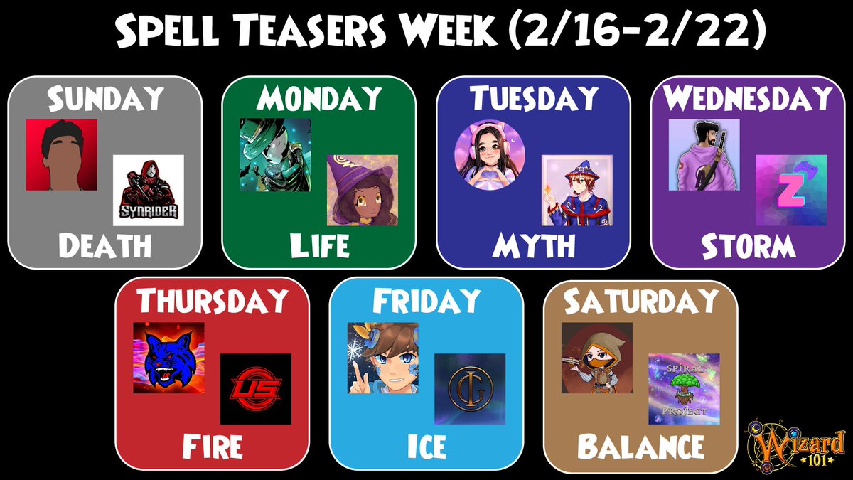 Keep an eye on the following content creators to get a first look at upcoming Magic Weaving Spells and Spellement Paths! 👀 #Wizard101