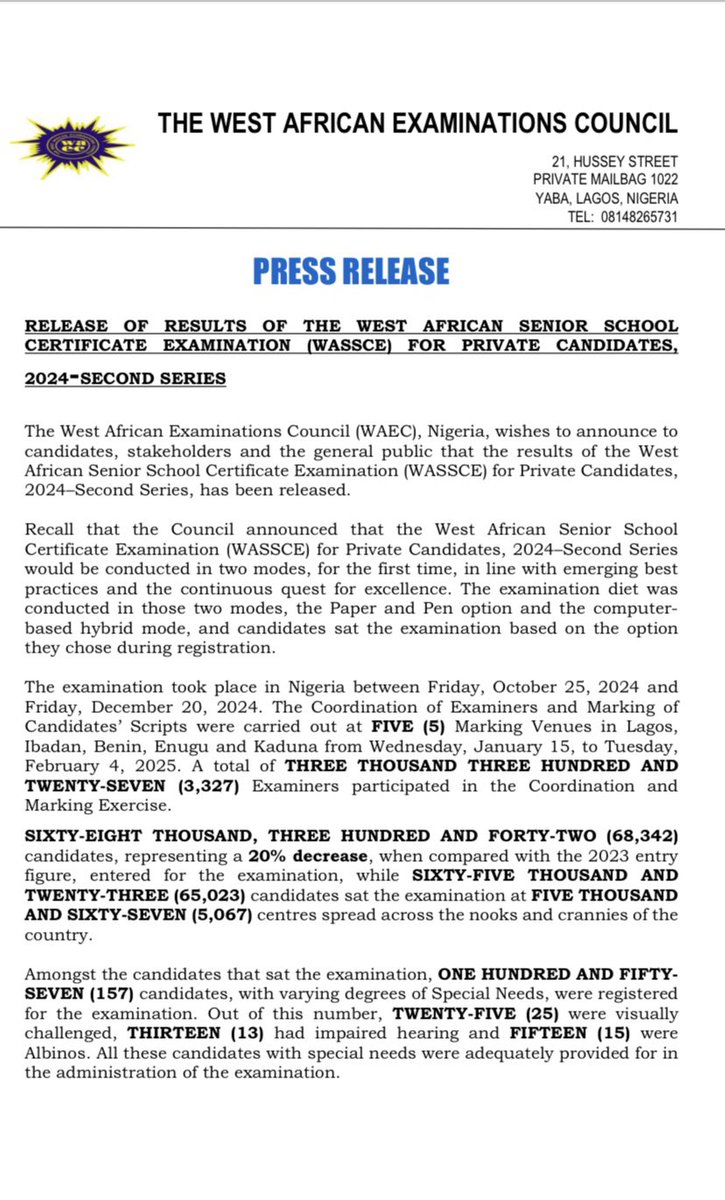 WAEC NIGERIA tweet media